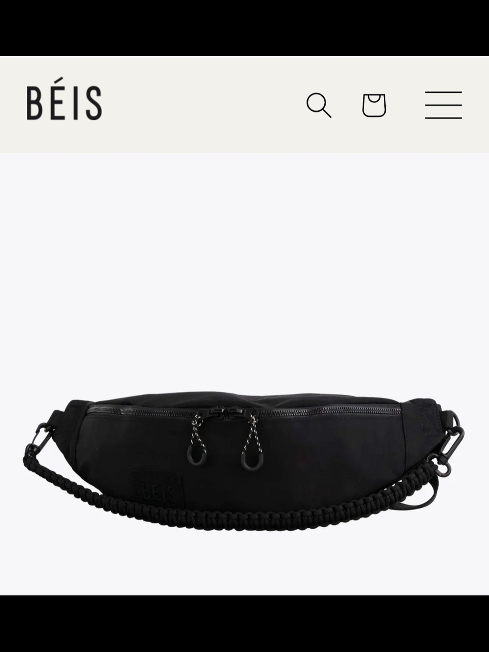 BEIS Black Waist Pack with Braided Strap Detail - Brand New